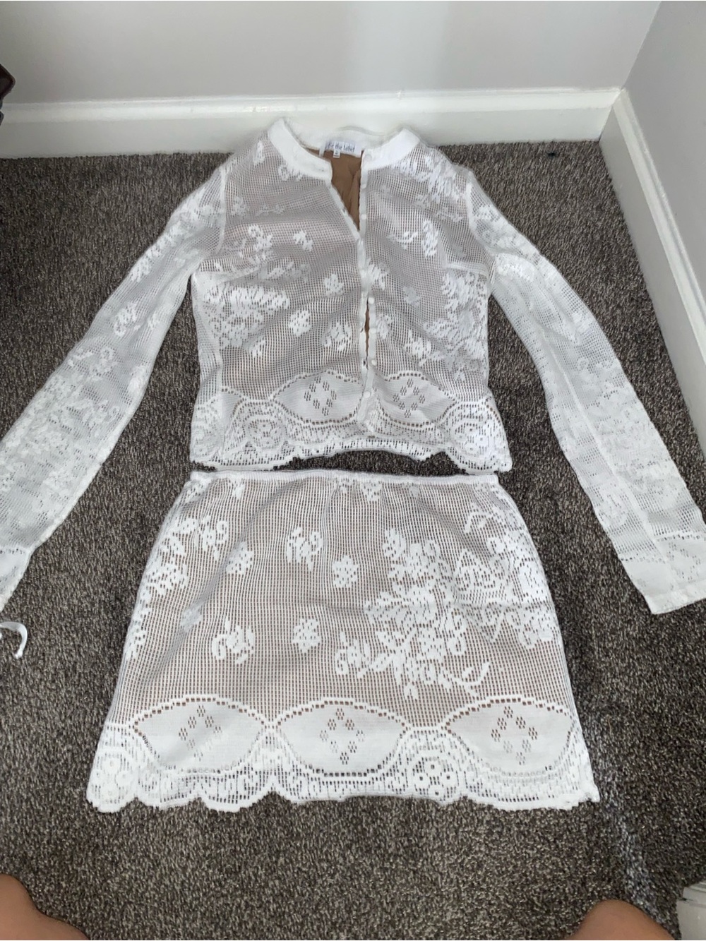 White Lace Two-Piece Set Skirt